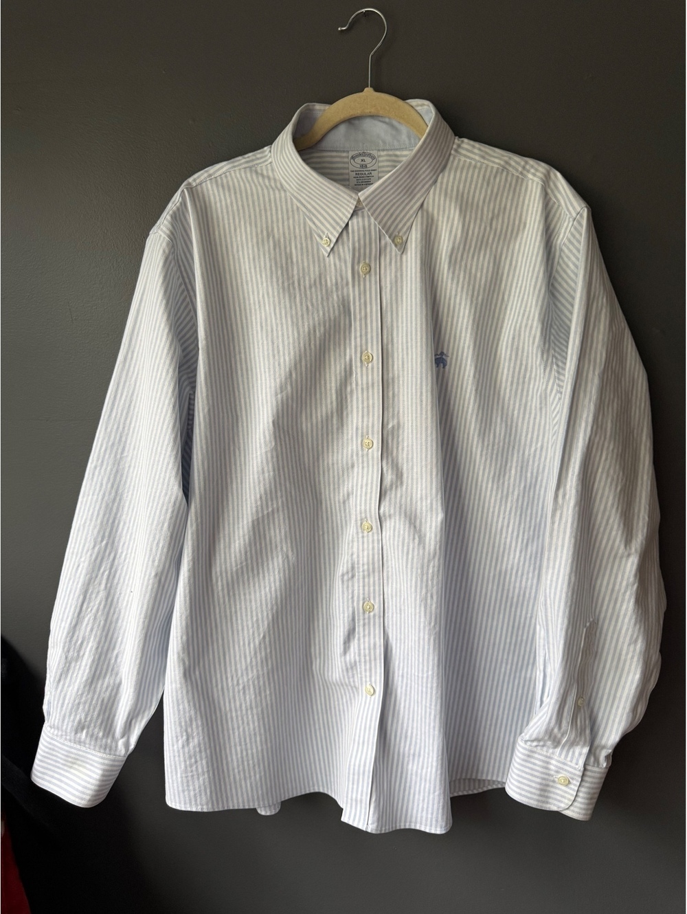 Brooks Brothers XL Regular Fit Light Blue and White Striped Dress Shirt